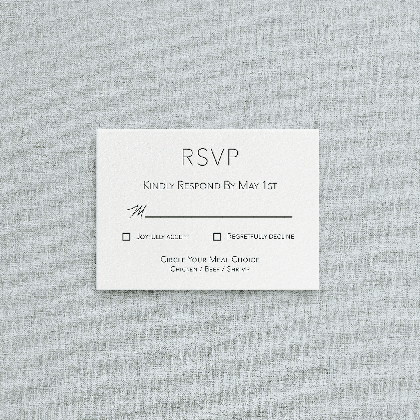Modern Letterpress Mail In Response Card for Wedding Invitations