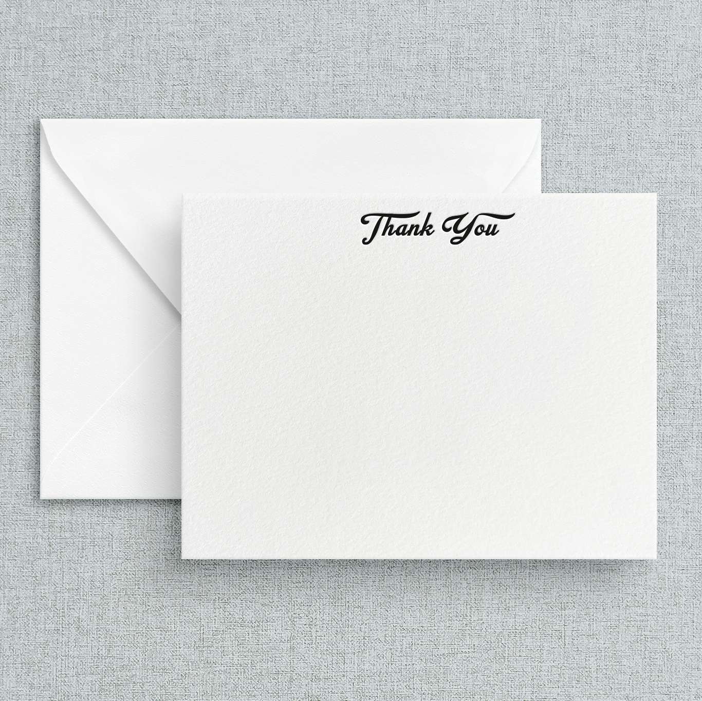 Letterpress Thank You Card- Cursive Set of Five