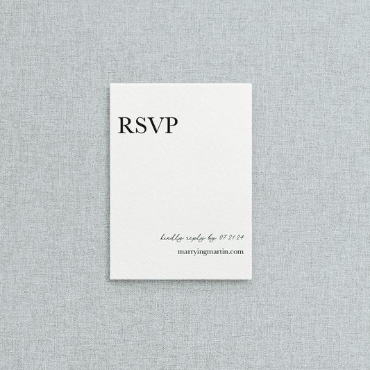 White letterpress online RSVP wedding to accompany your letterpress wedding invitation suite. 
