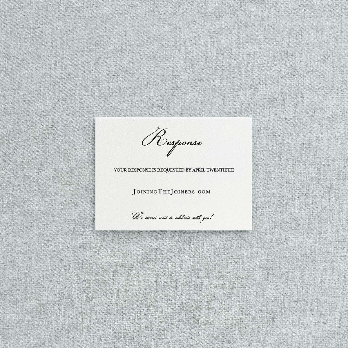 White letterpress online RSVP wedding to accompany your letterpress wedding invitation suite. 