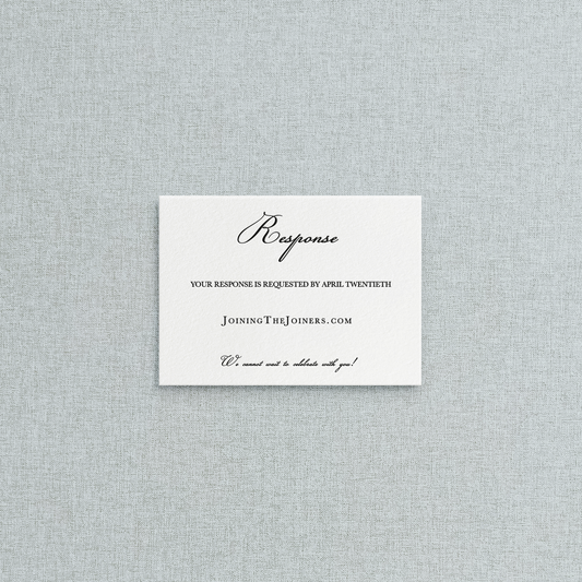 White letterpress online RSVP wedding to accompany your letterpress wedding invitation suite. 