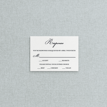 Timeless Letterpress Mail In Response Card for Wedding Invitations