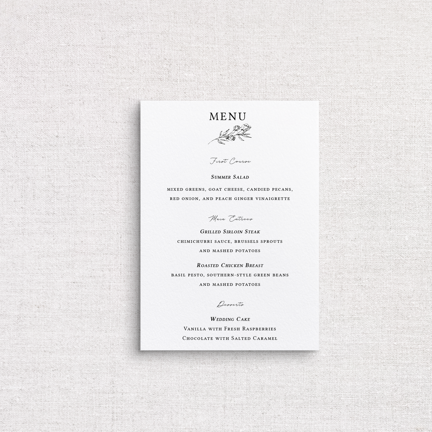 Rose Curated Collection Menu