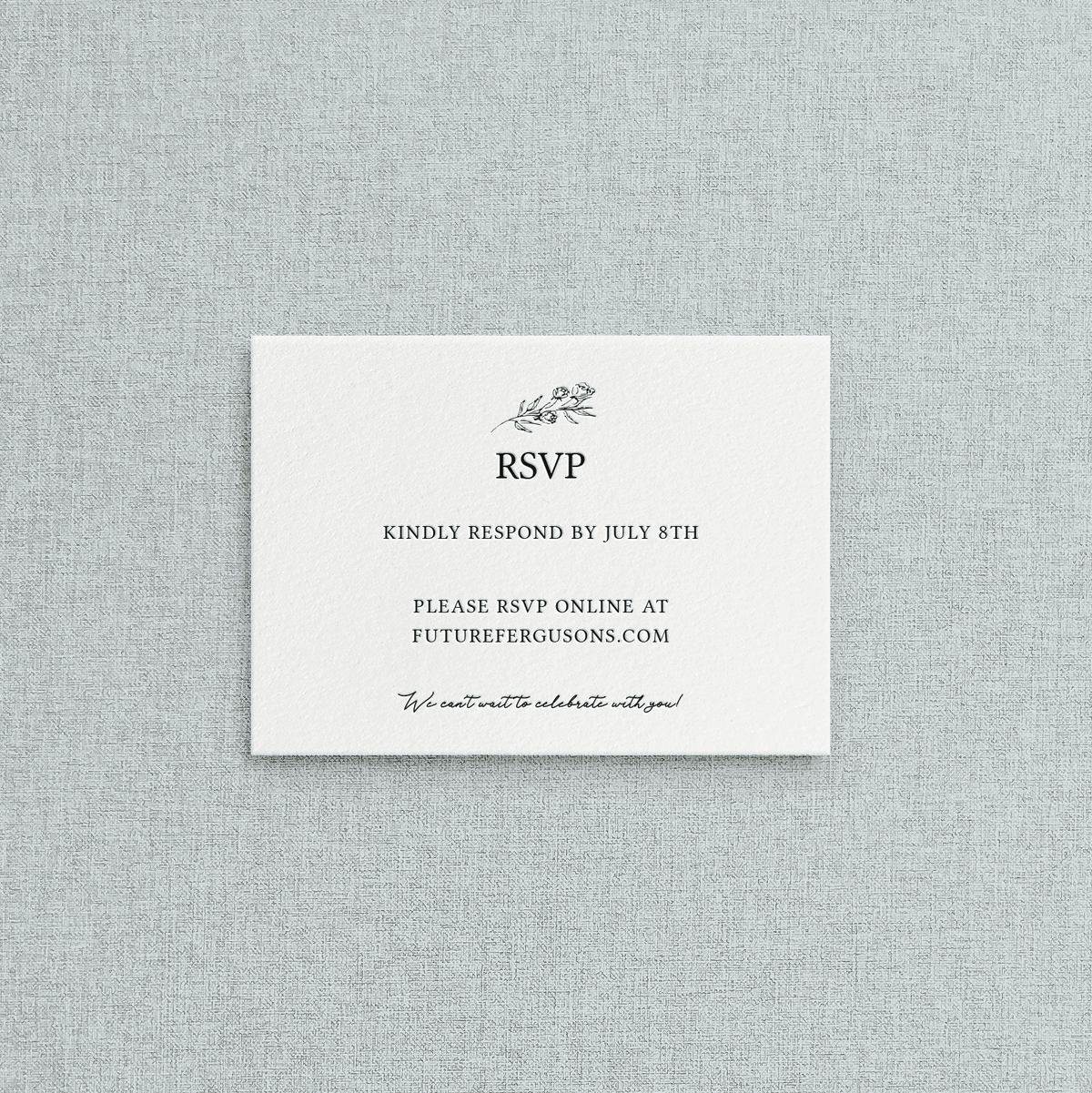White letterpress online RSVP card for wedding to accompany your letterpress wedding invitation suite. 