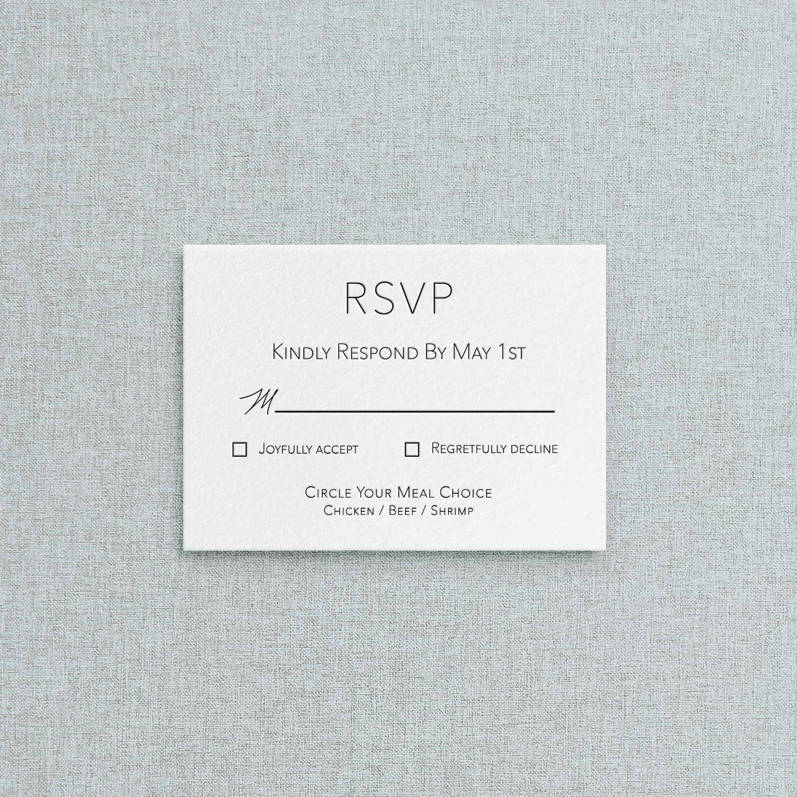 Modern Letterpress Mail In Response Card for Wedding Invitations
