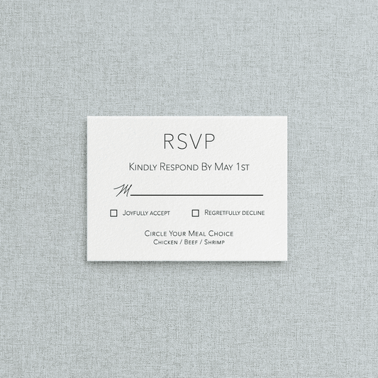 Modern Letterpress Mail In Response Card for Wedding Invitations