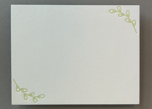 Sage Green Leaf Letterpress Stationery Set