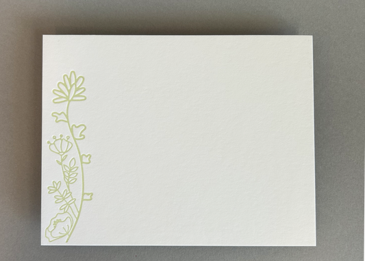 Sage Green Flower Letterpress Stationary Set