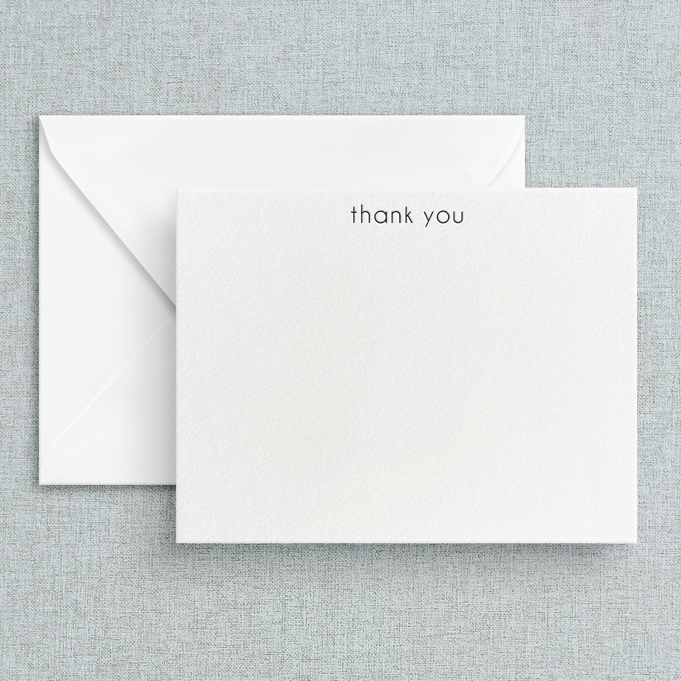 Letterpress Thank You Card- Sans Serif Lowercase Set of Five