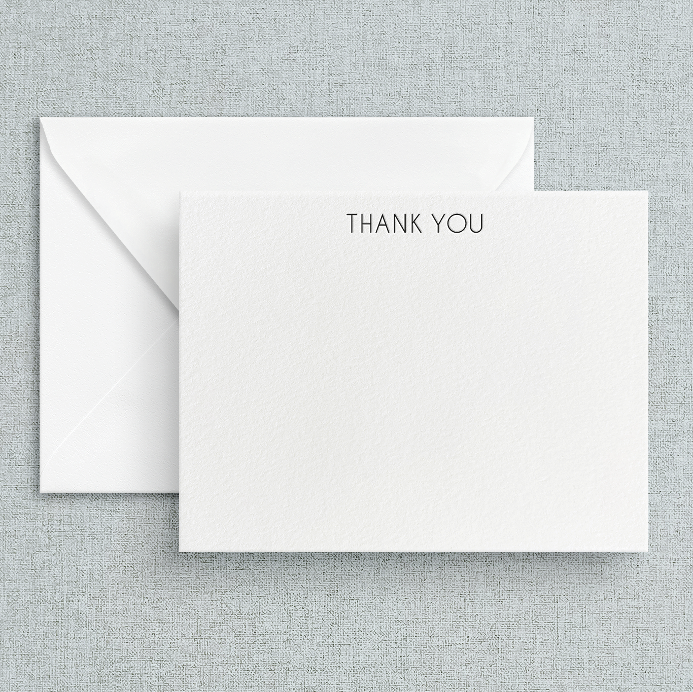 Letterpress Thank You Card- Sans Serif Uppercase Set of Five
